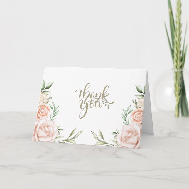 Rosa Watercolor Blommigt Tack (Framsida)