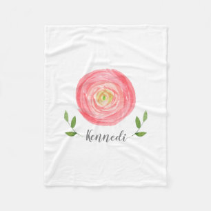 Rosa Watercolor Blommigt Ull Baby Fleecefilt