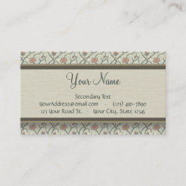 Rosa Watercolor Blommigt Vines, Rand och Monogram Visitkort