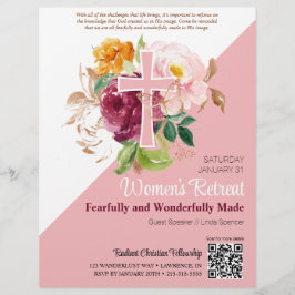 Rosa Watercolor Blommigt Women's Church Retreat Reklamblad