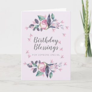 Rosa Watercolor-Blommigten  Blessation Kort