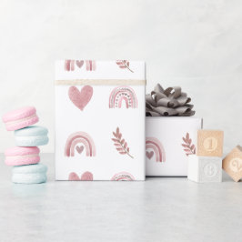 Rosa Watercolor Boho Rainbow Wrapping Papper Presentpapper