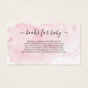 Rosa Watercolor Bok Request for Baby Shower Visitkort