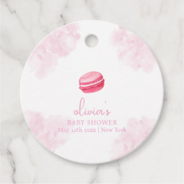 Rosa Watercolor Bonjour Bébé Macaron Baby Shower Gåvor Etiketter