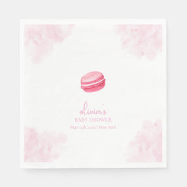 Rosa Watercolor Bonjour Bébé Macaron Baby Shower Pappersservett