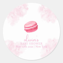 Rosa Watercolor Bonjour Bébé Macaron Baby Shower