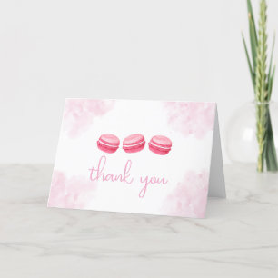 Rosa Watercolor Bonjour Bébé Macaron Baby Shower Tack Kort
