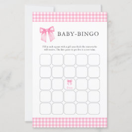 Rosa Watercolor Bow Baby Shower Bingo Papper Lakan