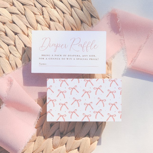 Rosa Watercolor Bow Calligraphy Girl Baby Shower Tilläggskort (Skapare uppladdad)