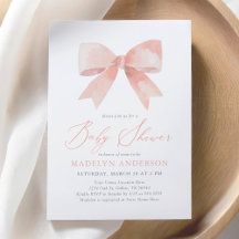 Rosa Watercolor Bow Girl Baby Shower