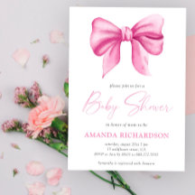 Rosa Watercolor Bow Girl Baby Shower