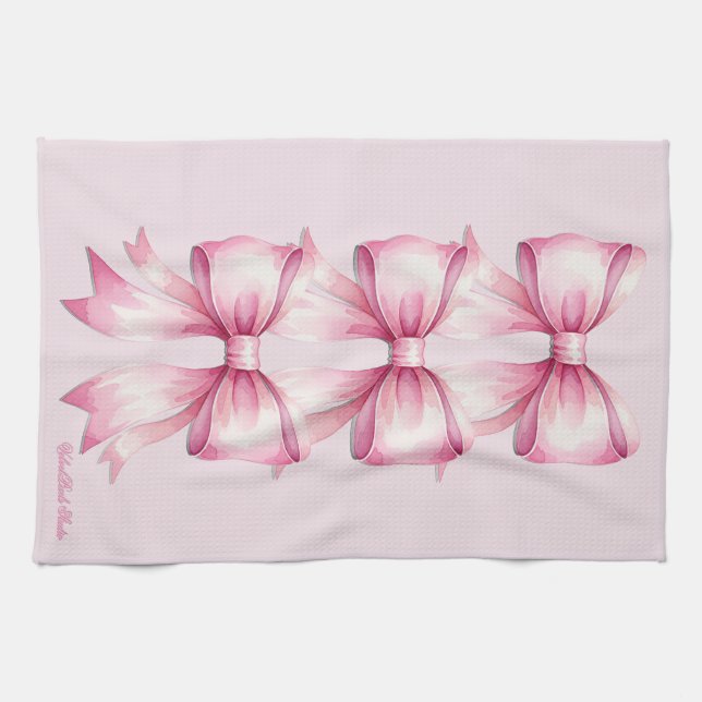 Rosa Watercolor Bow Print Kitchen Towel Kökshandduk (Horisontell)