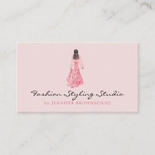 Rosa Watercolor Bride Dress Bröllopsfixaren Visitkort