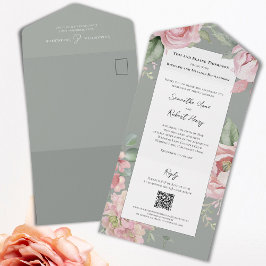 Rosa Watercolor Bröllop Blommigt
