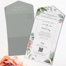 Rosa Watercolor Bröllop Blommigt