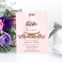 Rosa Watercolor Bröllop Cake Möhippa Inbjudningar