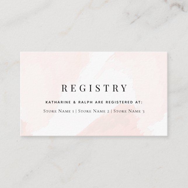  Rosa Watercolor Bröllop Gift-register Tilläggskort (Framsida)