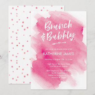 Rosa Watercolor Brunch & Bubly Shower-inbjudan Inbjudningar