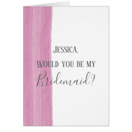 Rosa Watercolor Brushstroke Bridesmaid Frieri OBS Kort