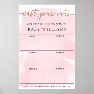 Rosa Watercolor cast your Vote Baby Namn votering Poster