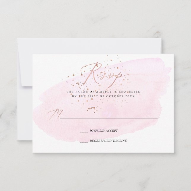 Rosa Watercolor Champagne Bubbles+Calligraphy OSA Inbjudningar (Framsida)