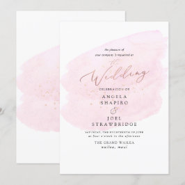 Rosa Watercolor Champagne Bubbles Elegant Inbjudningar