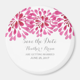 Rosa Watercolor Chrysanthemum Spara datum Magnet