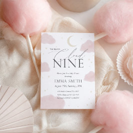 Rosa Watercolor Cloud Nine Bebis Shower Inbjudningar