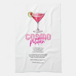 Rosa Watercolor Cocktail Recipe Cosmopolitan Kökshandduk