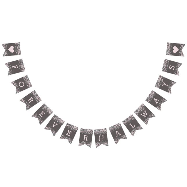  Rosa Watercolor Confetti Bröllop Forever Vimplar (Alla)