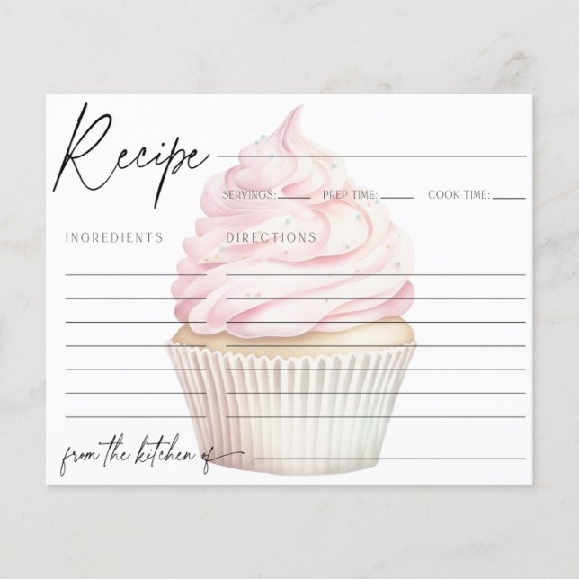 Rosa Watercolor Cupcoa-receptkort (Framsida)