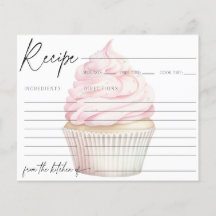 Rosa Watercolor Cupcoa-receptkort