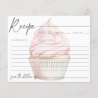 Rosa Watercolor Cupcoa-receptkort