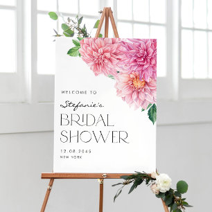 Rosa Watercolor Dahlia Möhippa Välkommen Poster