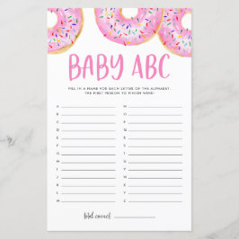 Rosa Watercolor Donuts Baby ABC Baby Shower Game