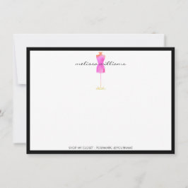 Rosa Watercolor Dress Mannequin Flat Notecard