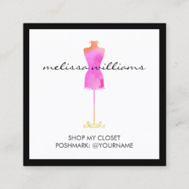 Rosa Watercolor Dress Mannequin Poshmark Seller Fyrkantigt Visitkort