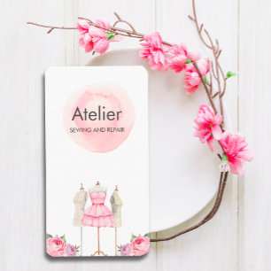 Rosa Watercolor Dress Mannequin Visitkort