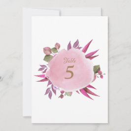 Rosa Watercolor Elegant bröllop Bordsnummer Card