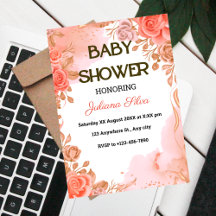 Rosa Watercolor Elegant Flowers Flicka Shower