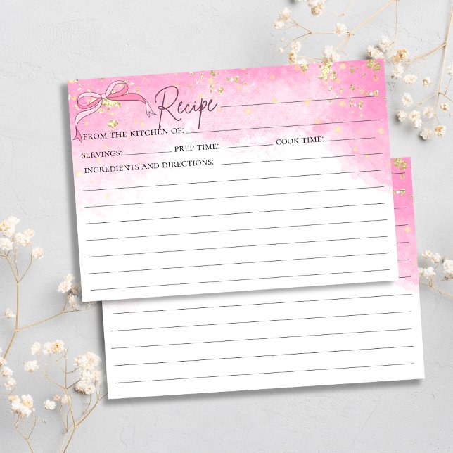 Rosa Watercolor Faux Guld Glitter Bow Recification Inbjudningar (Skapare uppladdad)