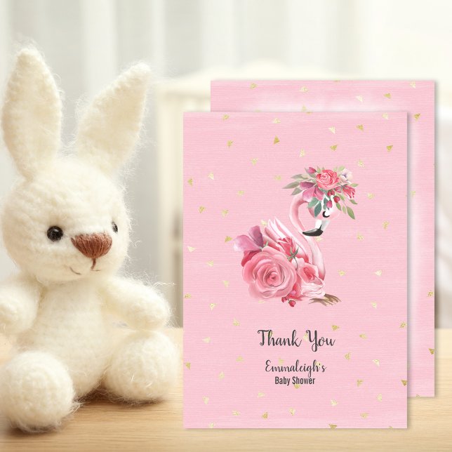 Rosa Watercolor Flamingo Ballerina Baby Shower Tack Kort (Skapare uppladdad)