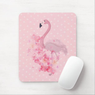 Rosa Watercolor Flamingo Blommigt and Dots Musmatta