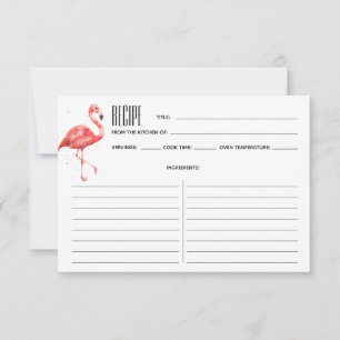 Rosa Watercolor Flamingo Recipe Card