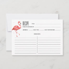 Rosa Watercolor Flamingo Recipe Card