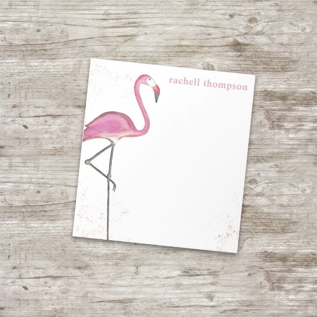 Rosa Watercolor Flamingo Simple Snyggt Chic Anteckningsblock (Skapare uppladdad)