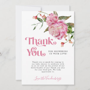 Rosa Watercolor Flower Girl Baby Shower Tack Kort