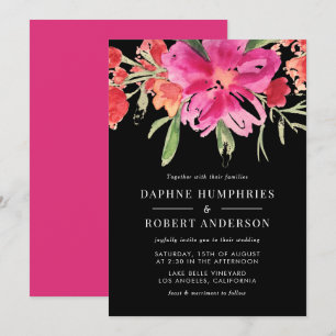 Rosa Watercolor Flower Posy Wedding bjudande II Inbjudningar