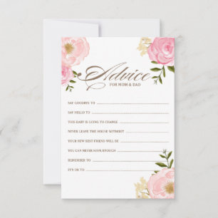 Rosa Watercolor Flowers Baby Shower Adapter Rådkort