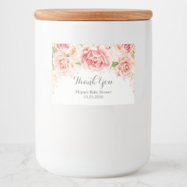 Rosa Watercolor Flowers Baby Shower-etikett Mat Etiketter